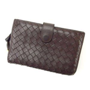 Authentic Bottega Veneta Wallet Purse Bifold Intrecciato Brown Woman Used